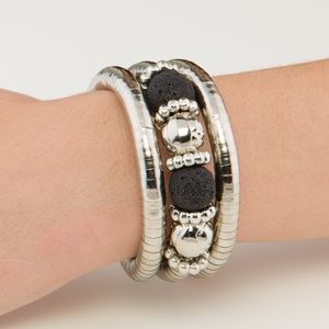 Silver & Black Wrap Cuff Bracelet